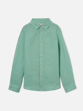 Camicia Agnes in lino verde salvia