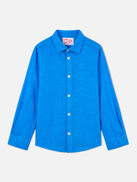Camicia Agnes blu in lino