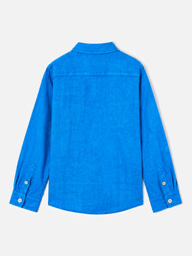 Camicia Agnes blu in lino