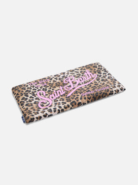Telo mare Aidan con stampa leopardata e logo