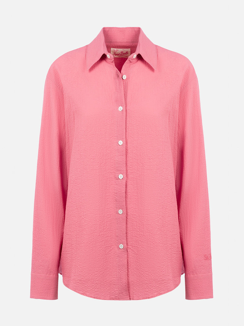 Camicia da donna in seersucker rosa Aisha