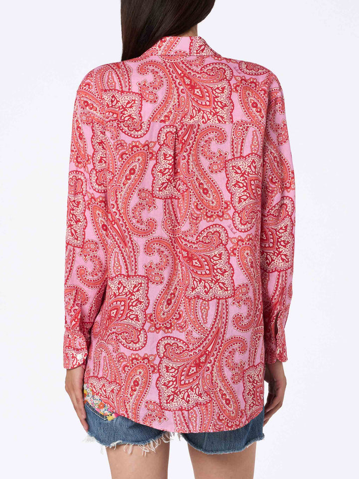 Woman linen shirt Alodie with paisley print and pockets - MC2 Saint Barth