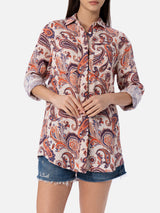 Woman linen shirt Alodie with paisley print and pockets