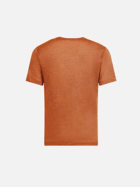 T-shirt Alex in jersey in lino arancio