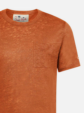 T-shirt Alex in jersey in lino arancio