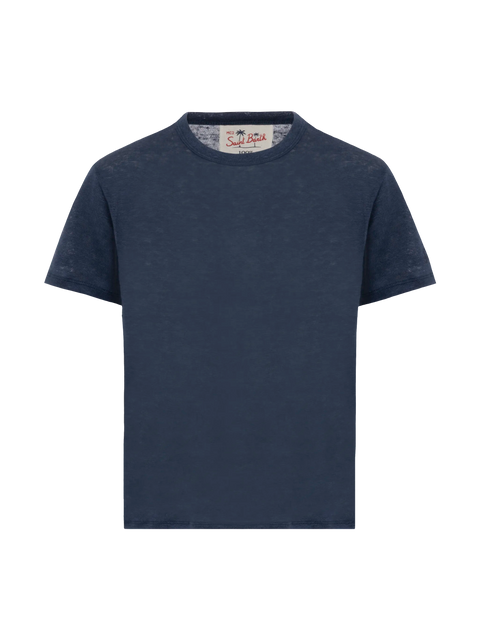 Alex kid navy blue linen jersey t-shirt - MC2 Saint Barth