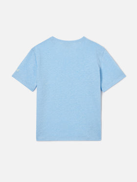 T-shirt Alex in puro lino azzurro