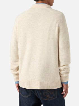 Polo en maille Donegal Alfie beige en mélange de laine 