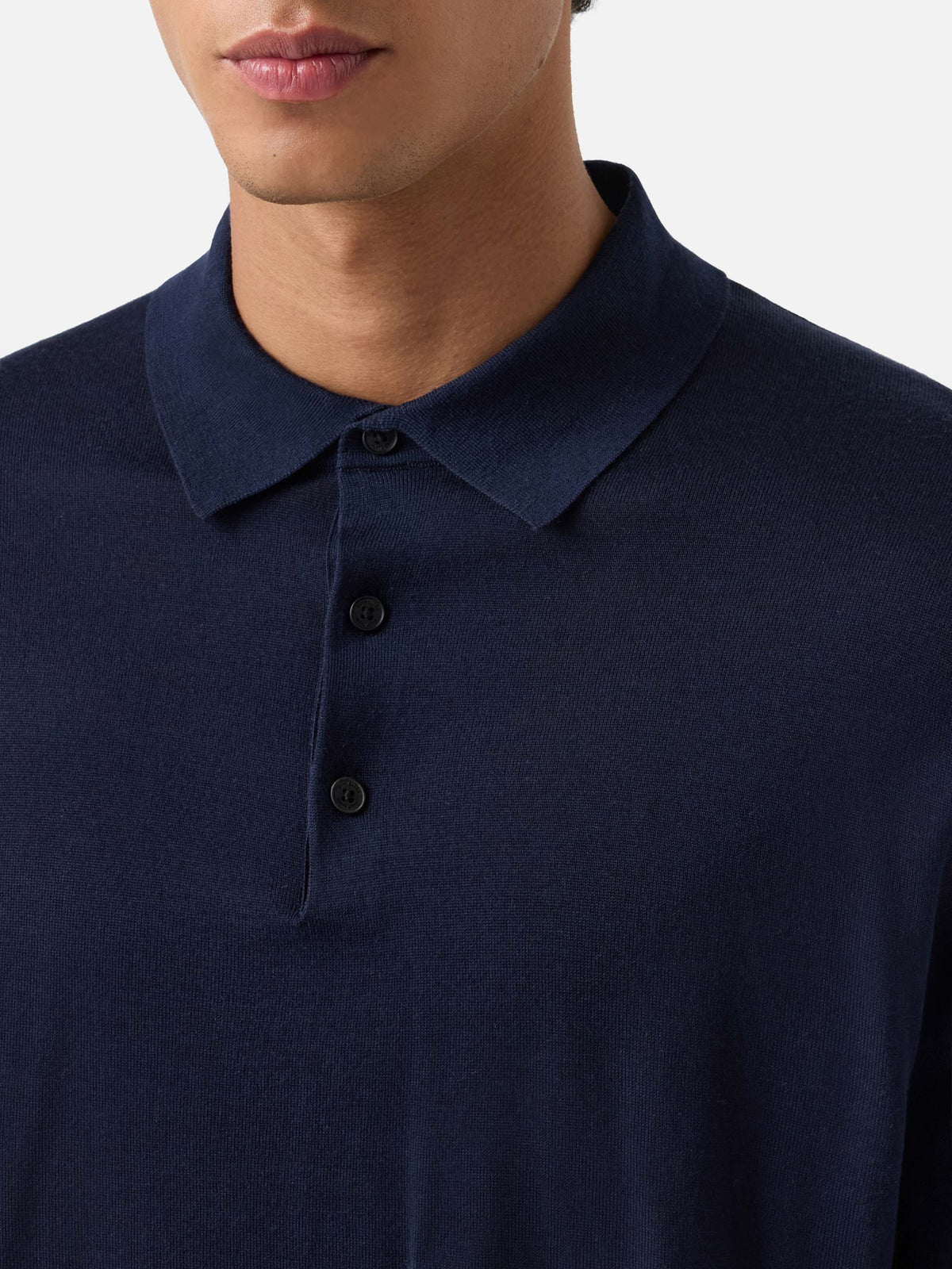 Polo in maglia Alfie blu navy in lana merino