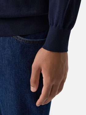 Polo in maglia Alfie blu navy in lana merino