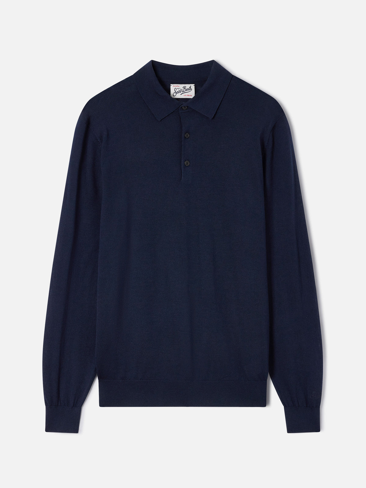 Polo in maglia Alfie blu navy in lana merino
