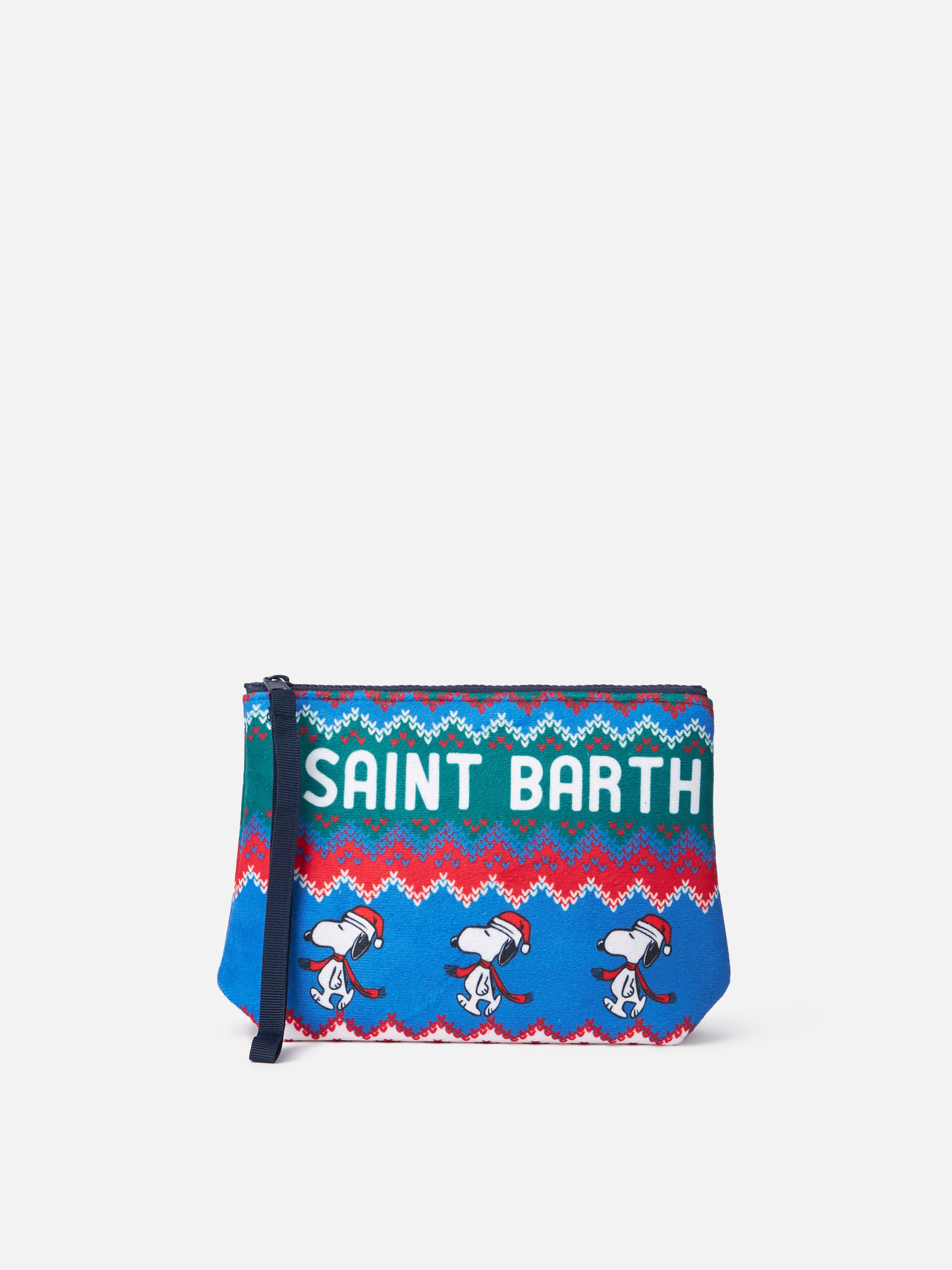Pochette Uomo Saint Barth In Faux Fur Verde - Con Ricami, Zip E Manico, Elegante E Capiente