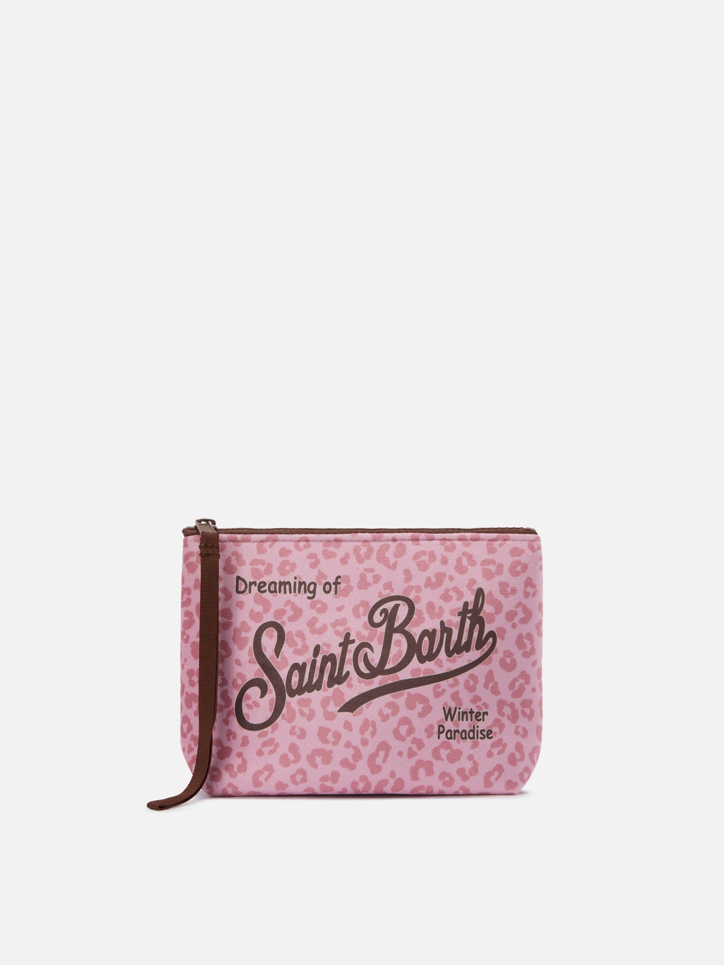 Pochette Aline effetto lana con stampa leopardata rosa