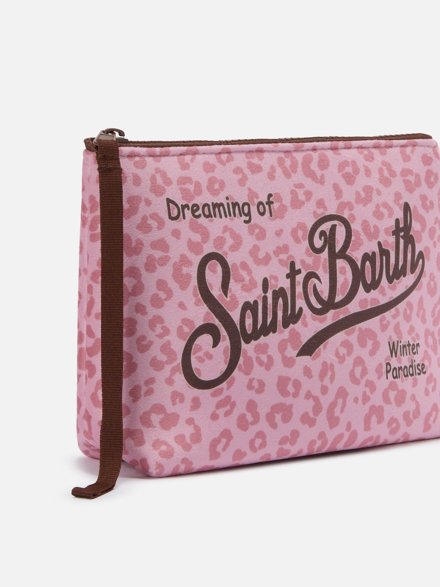 Pochette Aline effetto lana con stampa leopardata rosa