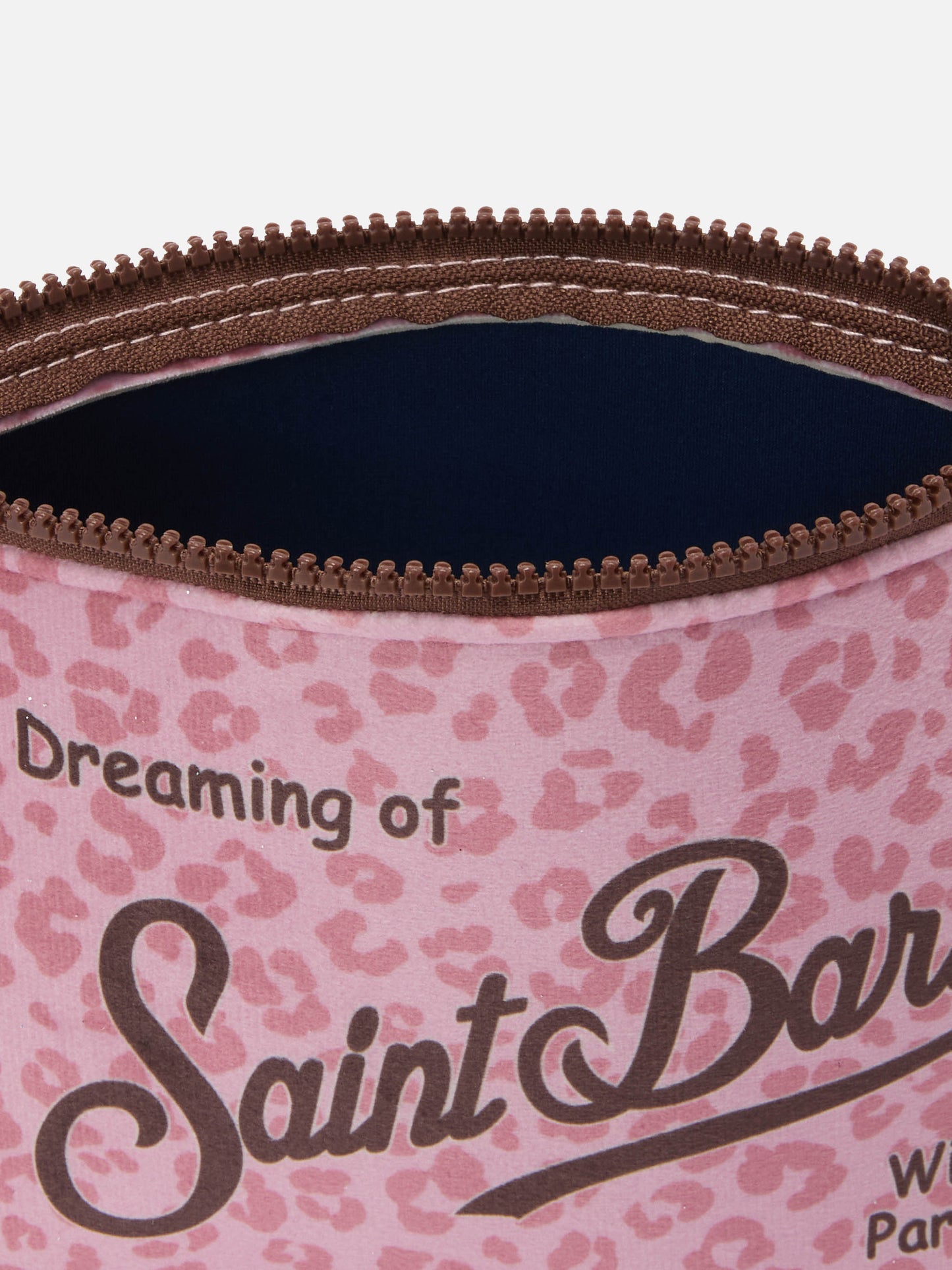 Pochette Aline effetto lana con stampa leopardata rosa