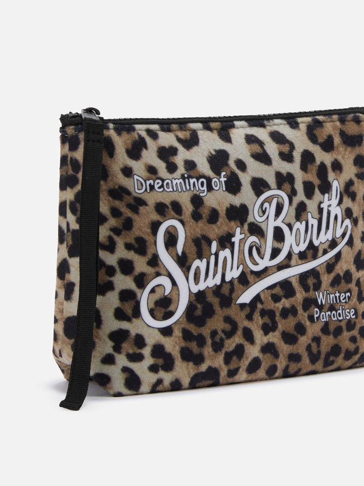 Pochette Aline effetto lana con stampa leopardata