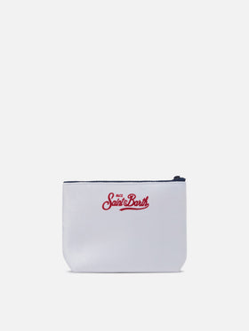 Aline Pouch in white wool-effect fabric with Christmas Vacation print | VACANZE DI NATALE SPECIAL EDITION