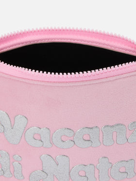 Aline Pouch in pink wool-effect fabric with Christmas Vacation print | VACANZE DI NATALE SPECIAL EDITION