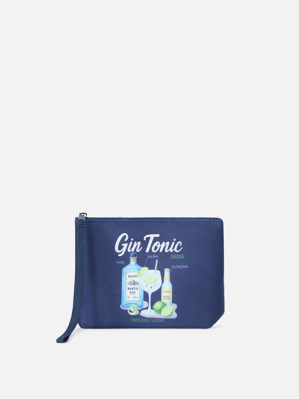 Pochette Aline blu navy con stampa Gin Tonic