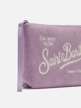 Aline lilac terry-effect pouch