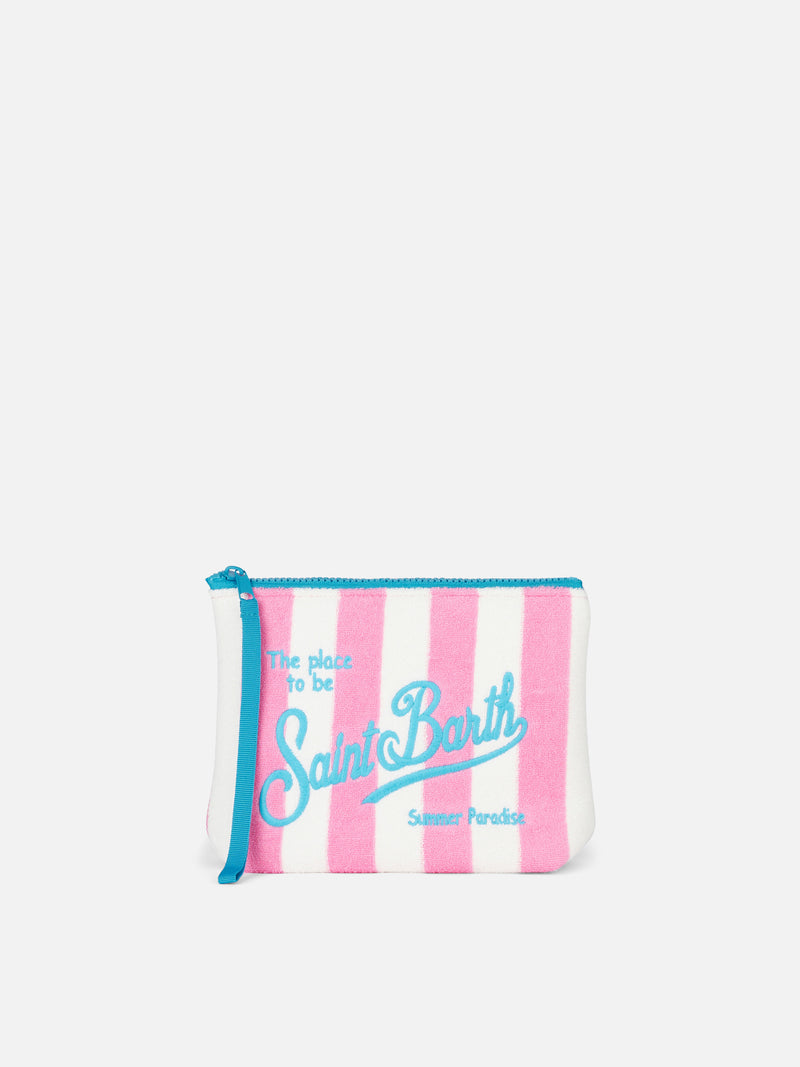 Pink striped terry pochette Aline