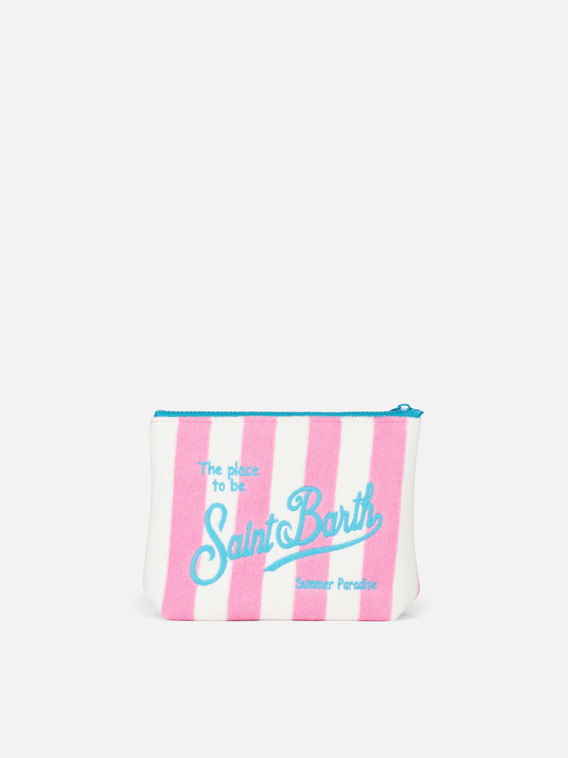 Pink striped terry pochette Aline