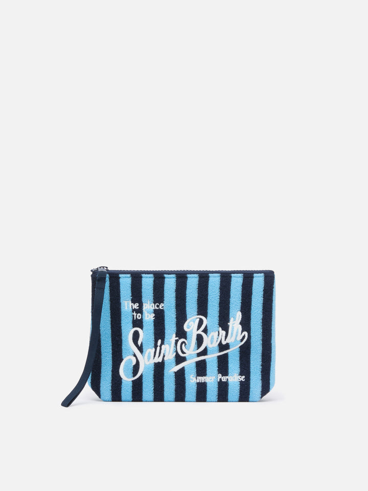 Aline striped embossed terry pochette