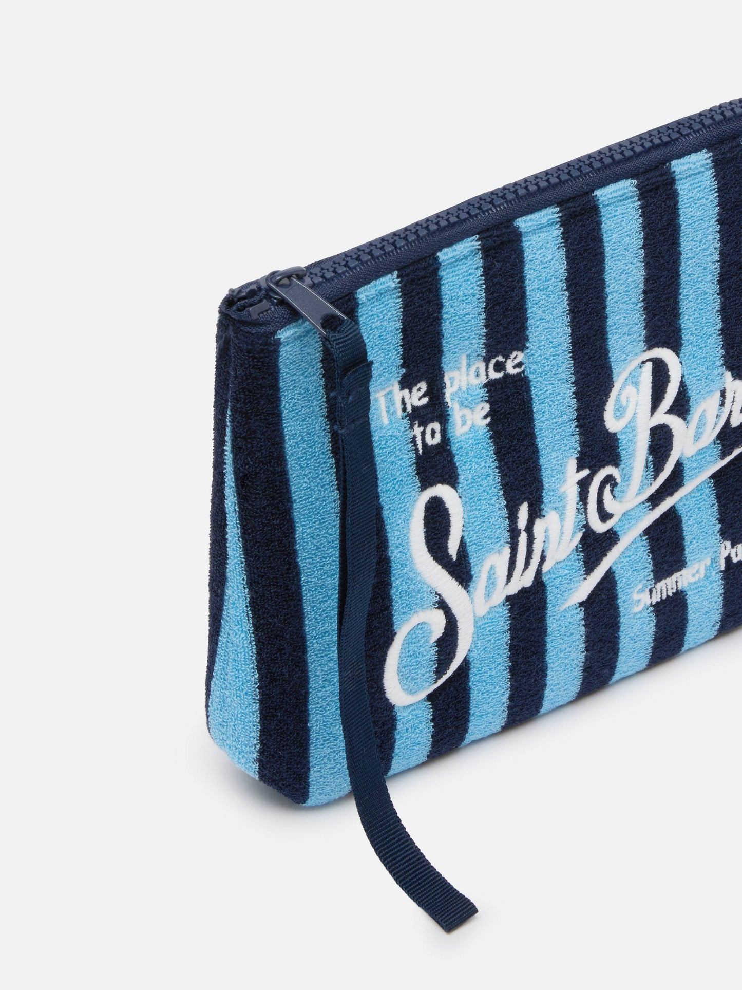 Pochette aus Frottee mit Aline-Streifen und Prägung