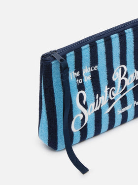 Pochette aus Frottee mit Aline-Streifen und Prägung