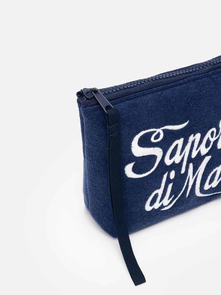 Aline navy blue embossed terry pochette | SAPORE DI MARE SPECIAL EDITION - MC2 Saint Barth