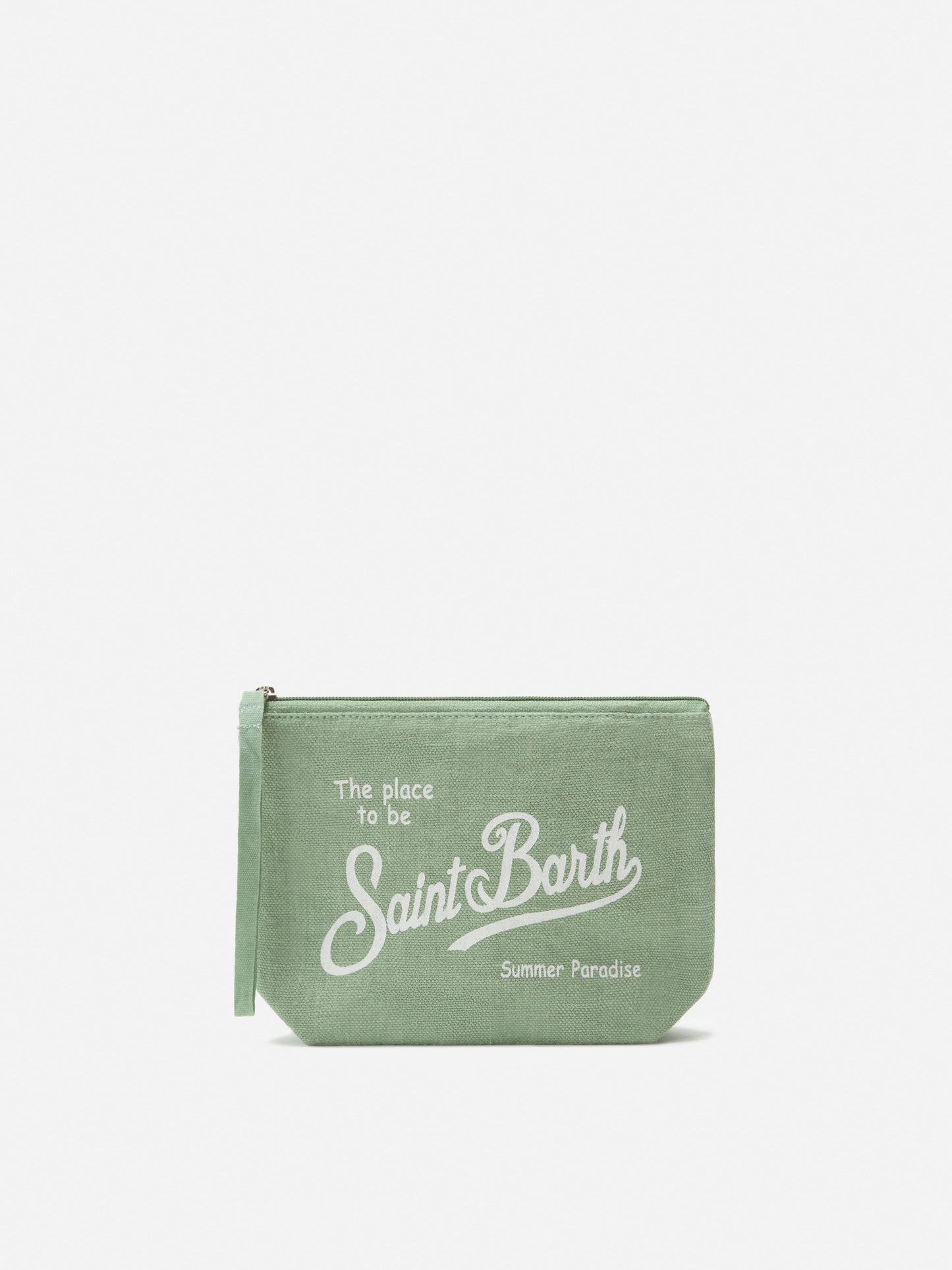 Aline sage solid color linen pouch
