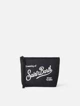 Black puffer pochette Aline with logo embroidery