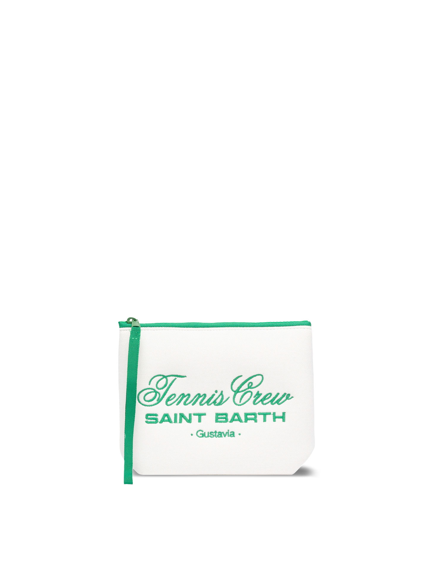 Aline white piquet pochette with Tennis Crew Saint Barth embroidery - MC2 Saint Barth