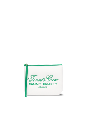 Aline white piquet pochette with Tennis Crew Saint Barth embroidery - MC2 Saint Barth