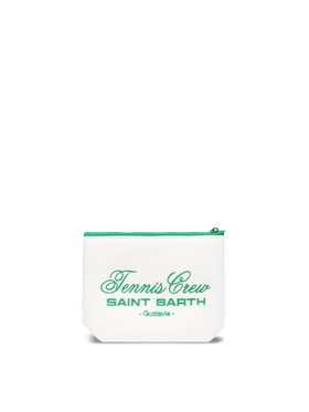 Aline white piquet pochette with Tennis Crew Saint Barth embroidery - MC2 Saint Barth