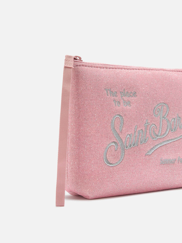Aline Lurex pink shimmer pouch