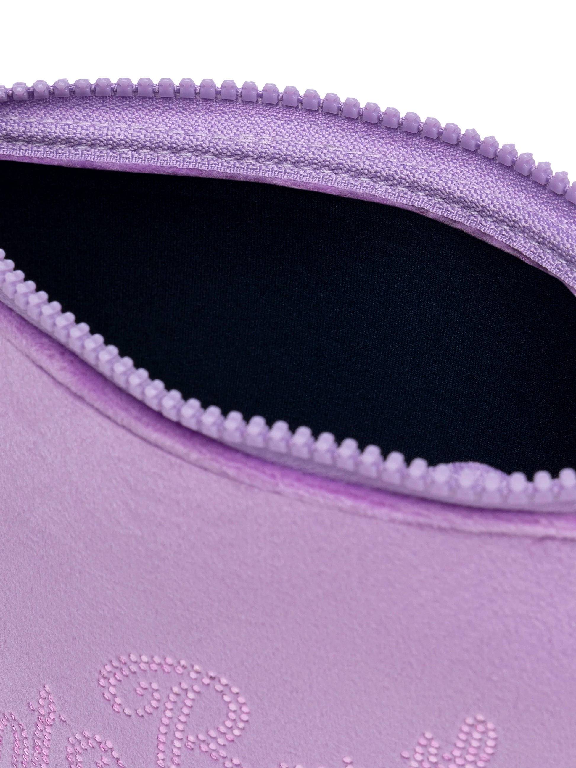 Aline lilac velvet pochette with Saint Barth rhinestone logo - MC2 Saint Barth