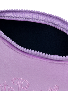 Aline lilac velvet pochette with Saint Barth rhinestone logo - MC2 Saint Barth