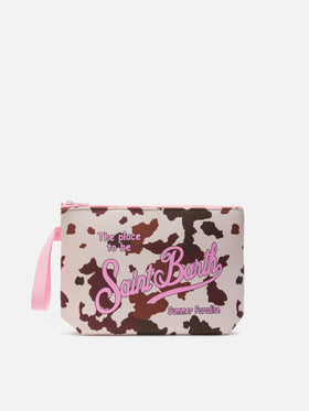 Pochette Aline in scuba con stampa animalier muccata