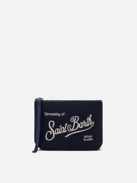 Pochette Aline Wool in misto lana blu