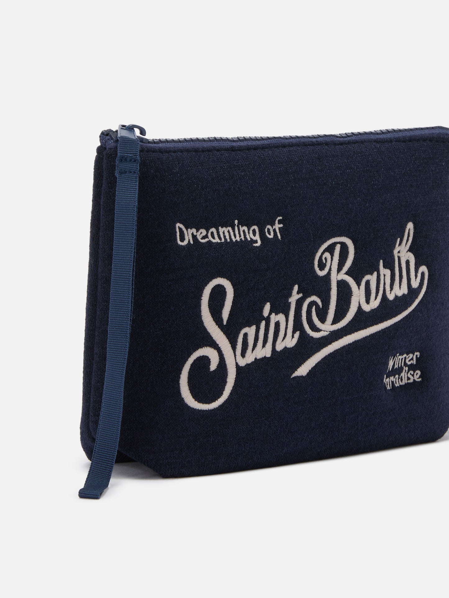 Pochette Aline Wool in misto lana blu