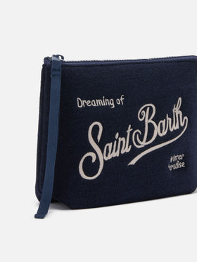 Pochette Aline Wool in misto lana blu