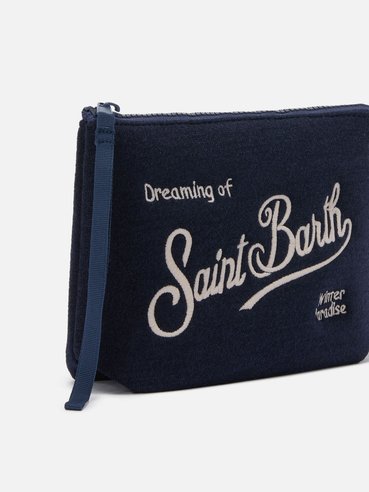 Aline Wollbeutel aus blauem Wollmischgewebe