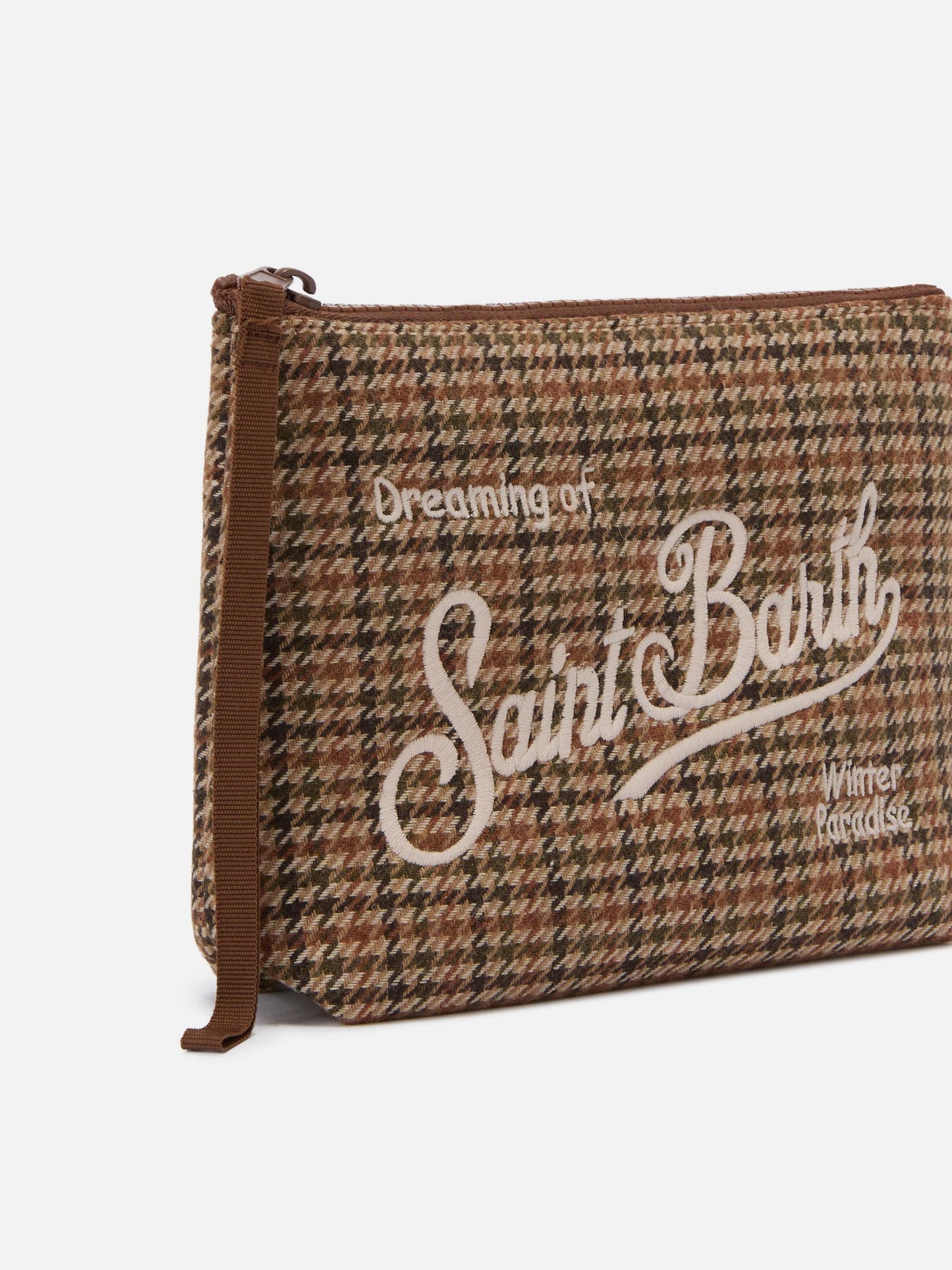 Aline Wool Pouch in houndstooth wool blend