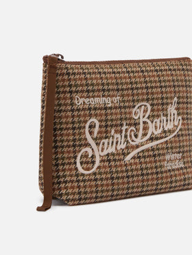 Aline Wool Pouch in houndstooth wool blend