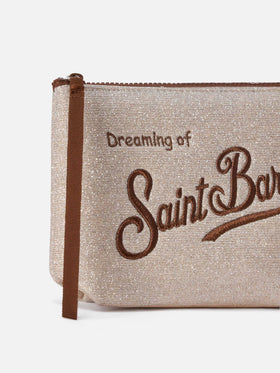 Beiger Aline aus Lurex pochette mit Logostickerei 