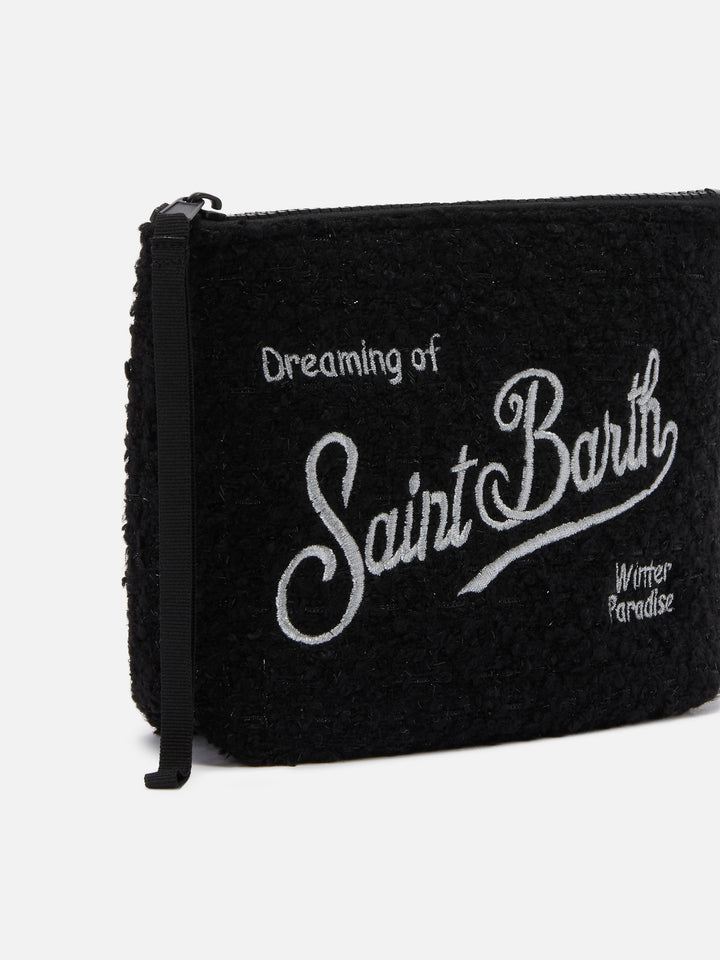 Aline Tweed Lurex-Etui in Schwarz