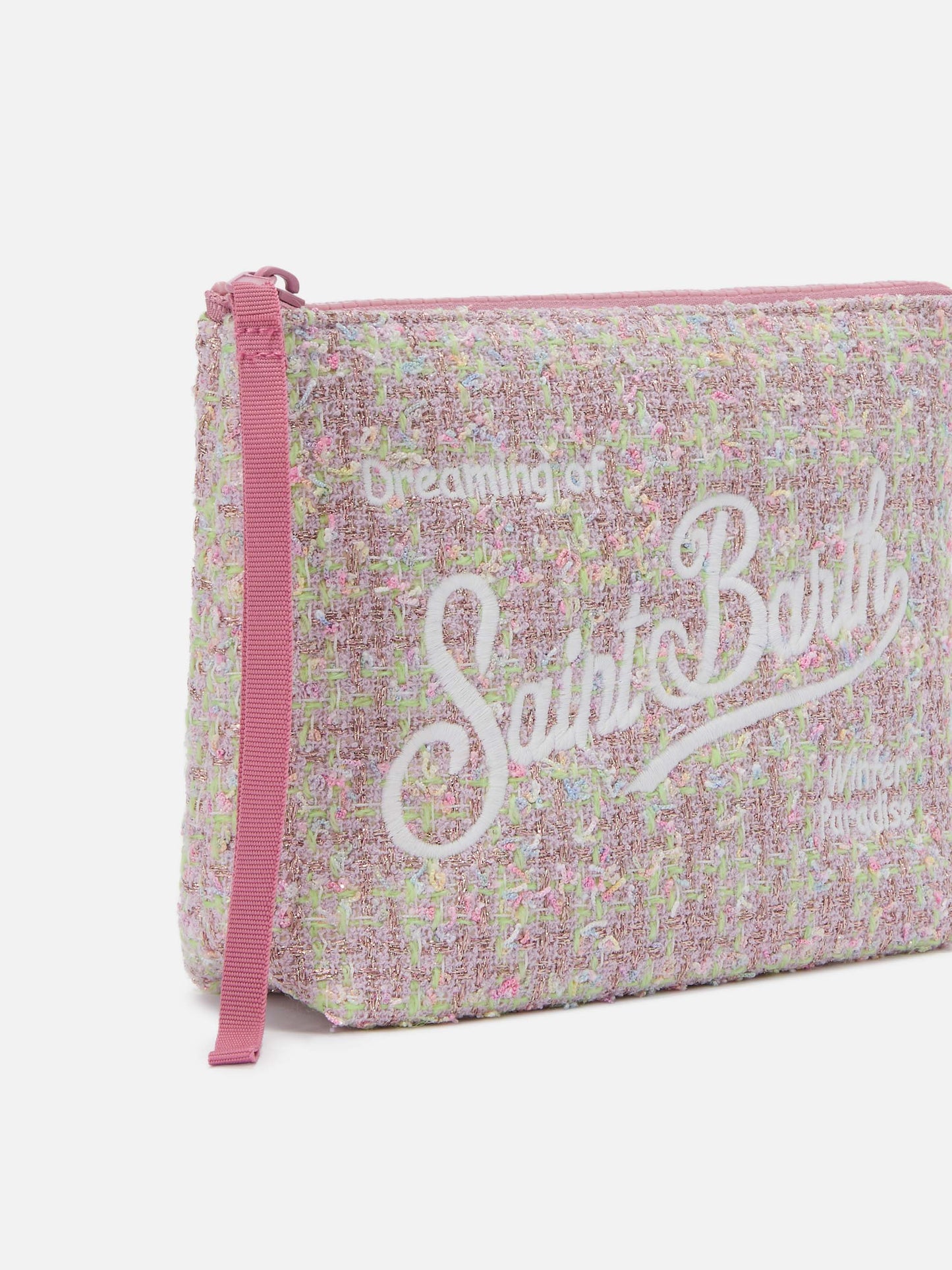 Aline Tweed Lurex Pouch in pink