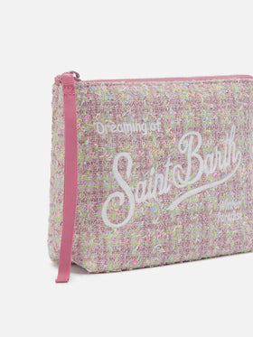 Aline Tweed Lurex Pouch in pink