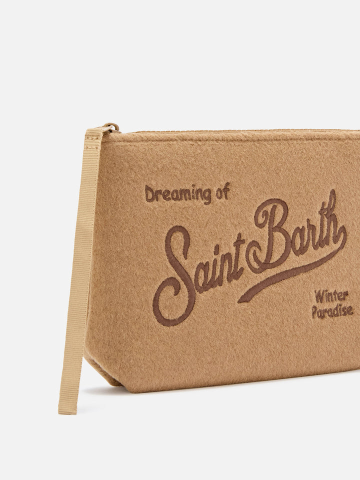 Chapeau en feutre Beige Aline pochette avec broderie logo 